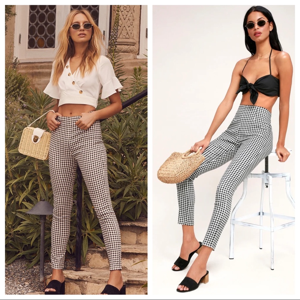 ⭐️ Lulu’s Plaid Reputation Gingham High Waisted Pants S